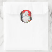 Witte Poedel Kerst  Stijl Stickers Labels (Tas)