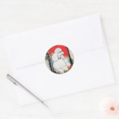 Witte Poedel Kerst  Stijl Stickers Labels (Envelop)