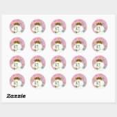 Witte poedel prinses met kolibries ronde sticker (Vel)