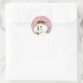 Witte poedel prinses met kolibries ronde sticker (Tas)