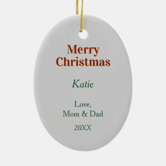 Witte Poedel Puppy Kerstcadeau Tas Keramisch Ornament (Achterkant)