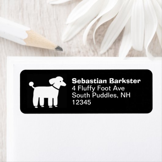 Witte poedel retour adreslabels etiket (Insitu)