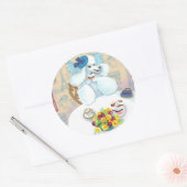 Witte Poedel Tea Party met Cupcakes Ronde Sticker (Envelop)