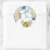 Witte Poedel Tea Party met Cupcakes Ronde Sticker (Tas)