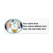 Witte poedel thee party etiket (Voorkant)