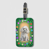 Witte poedelhond Acryl Bagagelabel (Voorkant (verticaal))