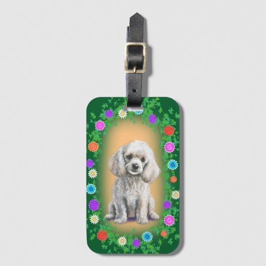 Witte poedelhond Acryl Bagagelabel (Voorkant (verticaal))