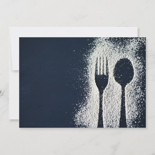 Witte poedersuiker restaurant Grand Opening Kaart (Achterkant)