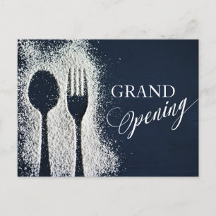 Witte poedersuiker restaurant Grand Opening Uitnodiging Briefkaart