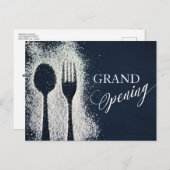 Witte poedersuiker restaurant Grand Opening Uitnodiging Briefkaart (Voorkant / Achterkant)