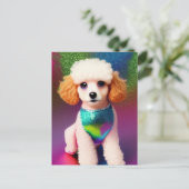 Witte poel met kreukeloortjes op regenboogsparren briefkaart (Staand voorkant)