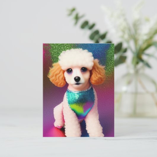 Witte poel met kreukeloortjes op regenboogsparren briefkaart (Staand voorkant)