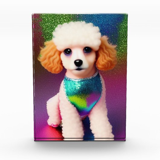 Witte poel met kreukeloortjes op regenboogsparren fotoblokken (Voorkant)