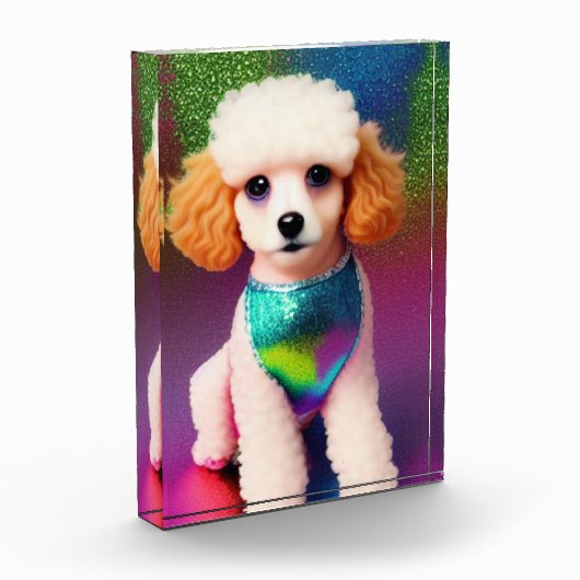 Witte poel met kreukeloortjes op regenboogsparren fotoblokken (Links)