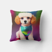 Witte poel met kreukeloortjes op regenboogsparren kussen (Achterkant)