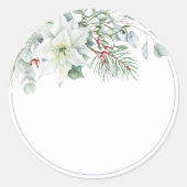 Witte Poinsettia Blank Zelfgemaakte Mason Jar Ronde Sticker (Voorkant)
