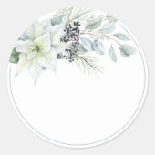 Witte Poinsettia Blank Zelfgemaakte Mason Jar Ronde Sticker (Voorkant)