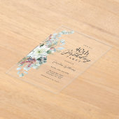 Witte Poinsettia Bloemen 40ste Verjaardagsfeest Acryl Uitnodigingen (Laagn)