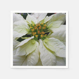 Witte Poinsettia Elegante Kerst Floral Servet