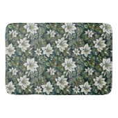 Witte poinsettia en evergreens badmat (Voorkant)
