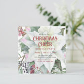 Witte Poinsettia Feestelijke Bloemen Kerstfeest Kaart (Staand voorkant)