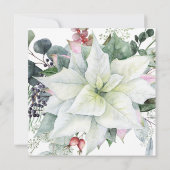 Witte Poinsettia Feestelijke Bloemen Kerstfeest Kaart (Achterkant)