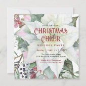 Witte Poinsettia Feestelijke Bloemen Kerstfeest Kaart (Voorkant)