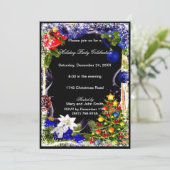 Witte Poinsettia Feestelijke Boom Kerstfeest Kaart (Staand voorkant)