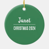 Witte Poinsettia Gepersonaliseerde Kerstversiering Keramisch Ornament (Achterkant)