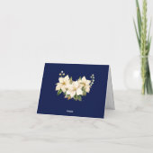 Witte Poinsettia gevouwen blauw Feestdagen Kaart (Achterkant)