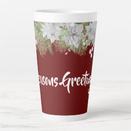 Witte Poinsettia Guirlande Vakantie Latte Mok