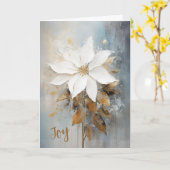 Witte Poinsettia Joy Christmas Kaart (Gele Bloem)