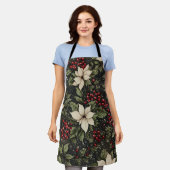 Witte Poinsettia Kerst Design Schort (Gedragen)