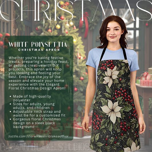 Witte Poinsettia Kerst Design Schort