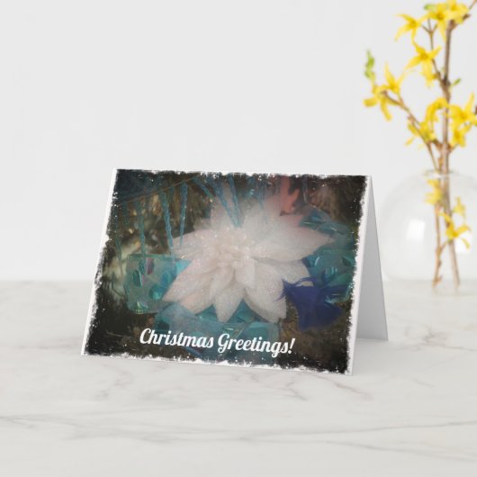 Witte Poinsettia Kerstbloem Ornament Vakantie Kaart (Gele Bloem)