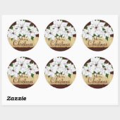 Witte Poinsettia Kerstvakantie Ronde Sticker (Vel)