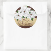 Witte Poinsettia Kerstvakantie Ronde Sticker (Tas)