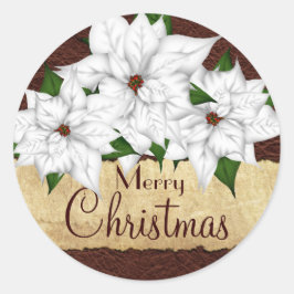 Witte Poinsettia Kerstvakantie Ronde Sticker