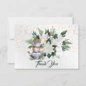  witte Poinsettia konijn Kerstmis Bedankkaart (Voorkant)