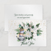  witte Poinsettia konijn Kerstmis Bedankkaart (Voorkant / Achterkant)