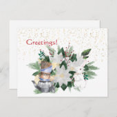  witte Poinsettia konijn Kerstmis Briefkaart (Voorkant / Achterkant)