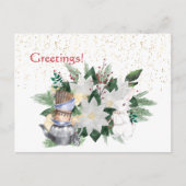  witte Poinsettia konijn Kerstmis Briefkaart (Voorkant)