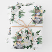  witte Poinsettia konijn Kerstmis Inpakpapier Vel (In situ)