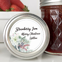 Witte Poinsettia Lege Thuisgemaakte Mason Jar Ronde Sticker