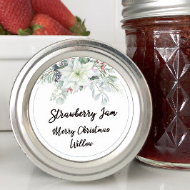 Witte Poinsettia lege zelfgemaakte weckpot Ronde Sticker