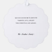 Witte Poinsettia met Pine & Goud Groen-Groen Ornament Kaart (Achterkant)