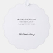 Witte Poinsettia met Pine & Goud Groen-Rood Ornament Kaart (Achterkant)