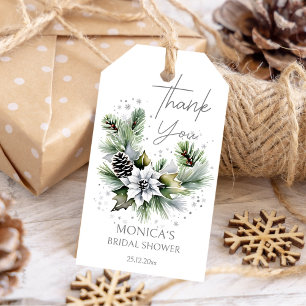 Witte poinsettia winter vrijgezellenfeest dank u cadeaulabel