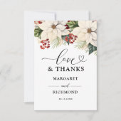 Witte Poinsettia Winter Wedding Dank u kaarten (Voorkant)