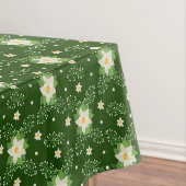 Witte Poinsettias Groene bladeren Kerstmis op Groe Tafelkleed (Voorbeeld)